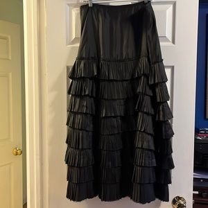 Black ankle length ruffled skirt